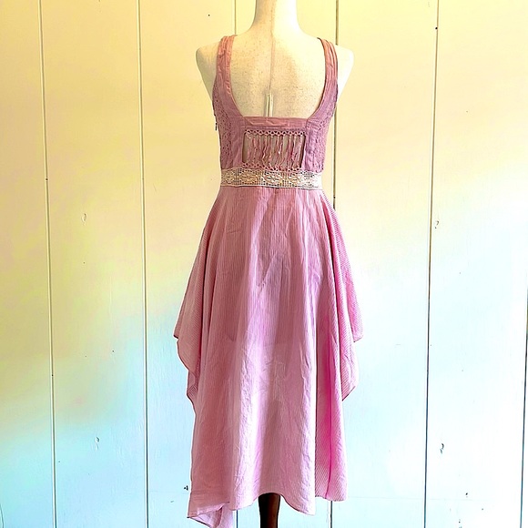 SoHo Chick Pink 🧚‍♀️ Dress/ Small/ Embroidery/ Floral/ Stripes/ Good Condition - Picture 6 of 15